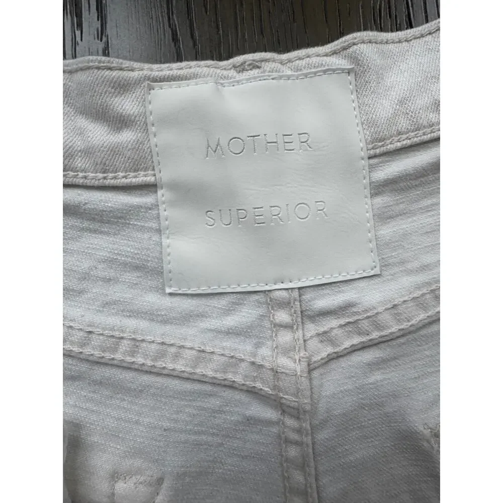 MOTHER The Spitfire Ankle Cuff Jeans White Size 28 High Rise